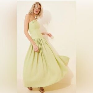 Rendoll Light Green Halter Drop Waist Dress